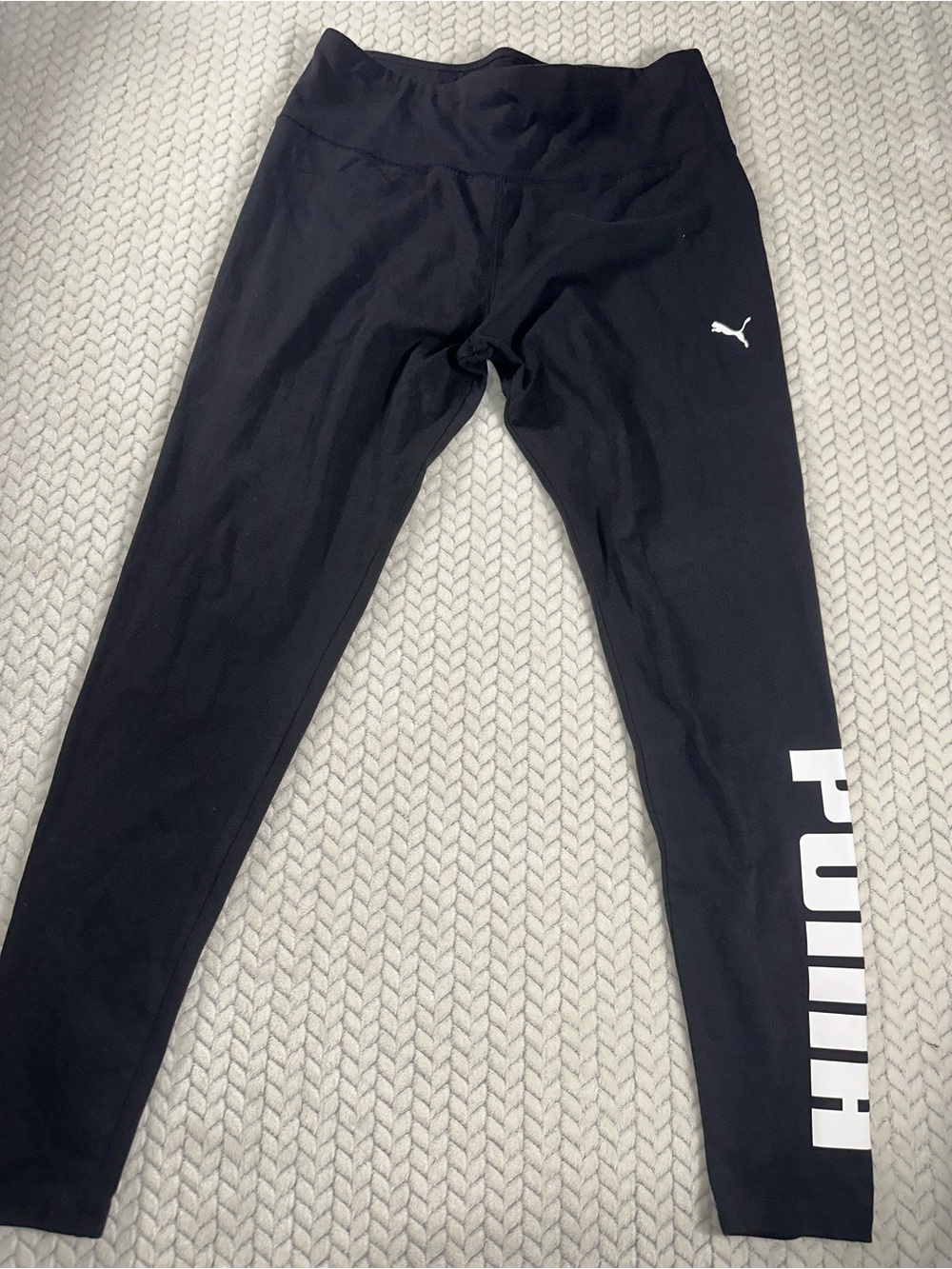 Puma Womens Size Large Black Athletic Graphic Leggings Performance